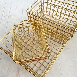 Set of 6 Gold storage baskets